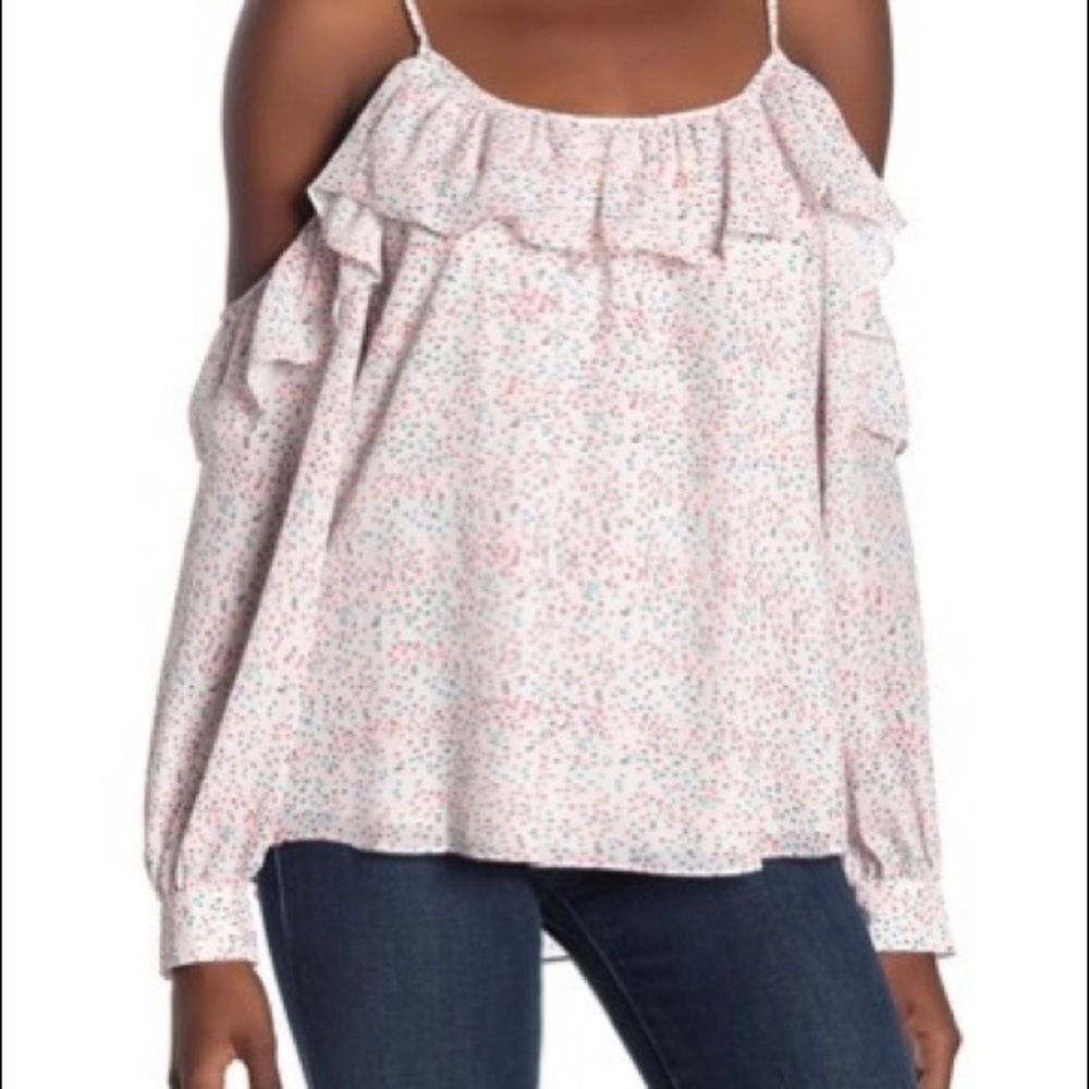 NWT Parker Cold shoulder ruffle popover top M